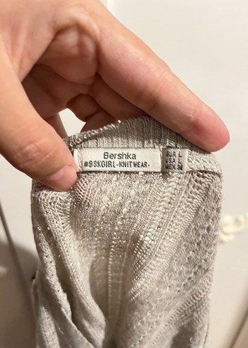 l Beden Bej Kadın Triko Uzun Kollu Sweatshirt