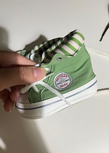 Erkek Bebek Yeşil Çizgili İlk Adım Ayakkabısı - Görsel 2