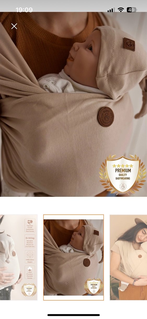 İlays marka Pamuklu Camel Bebek Slingi 0-14 kg - Görsel 3