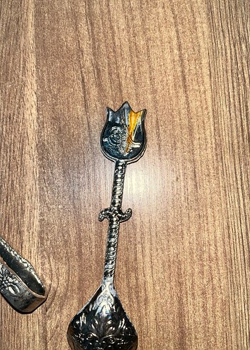 Lacivert Taşlı Çay Kaşığı ve Maşa Seti - Görsel 5