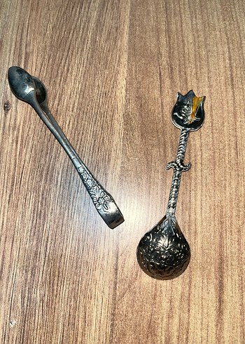 Lacivert Taşlı Çay Kaşığı ve Maşa Seti - Görsel 4