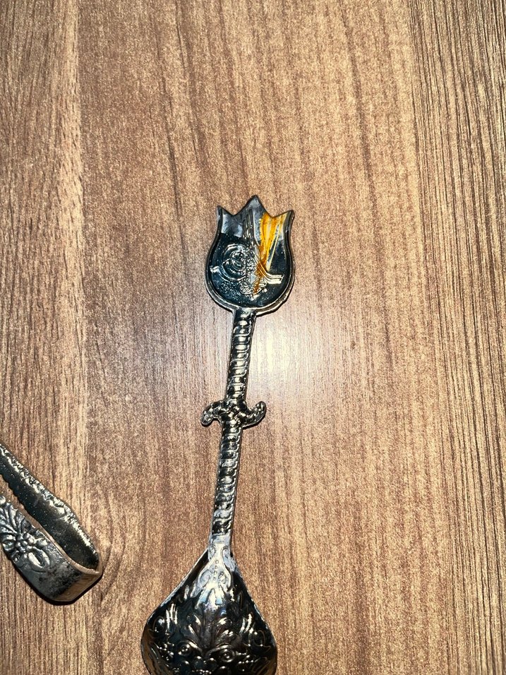 Lacivert Taşlı Çay Kaşığı ve Maşa Seti - Görsel 5