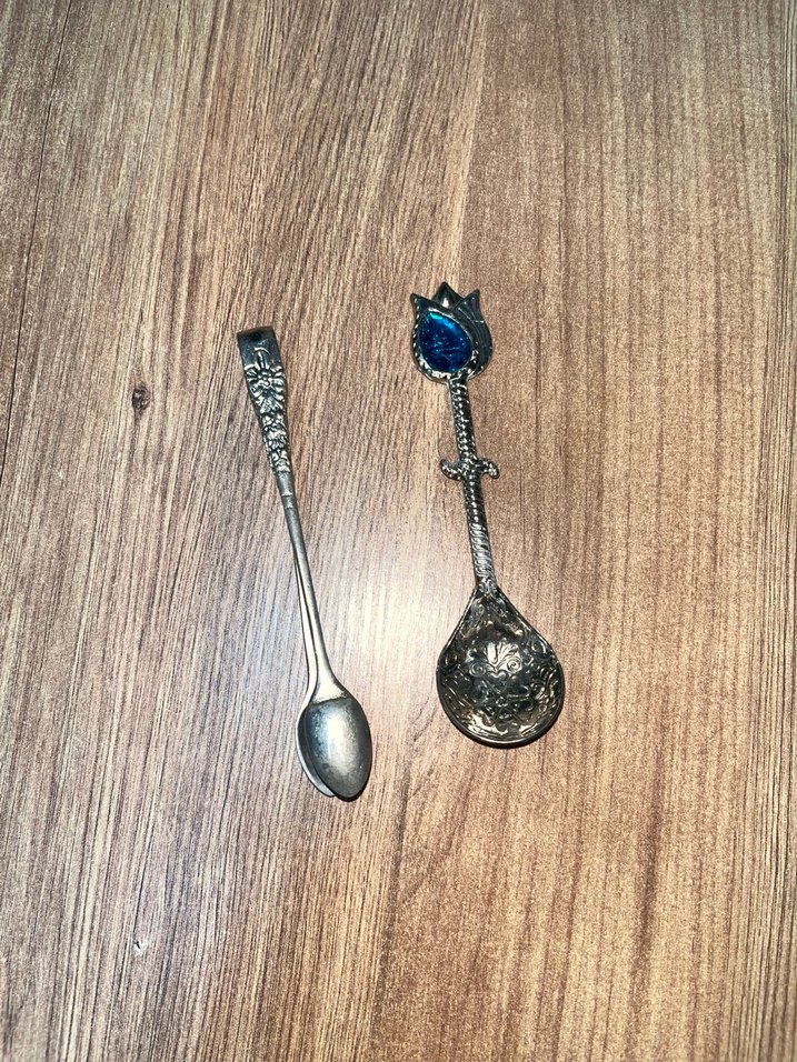 Lacivert Taşlı Çay Kaşığı ve Maşa Seti - Görsel 2