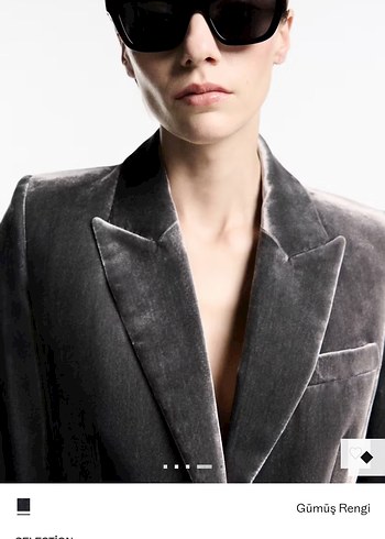 Mango Gumus Gri Kadife Blazer Ceket