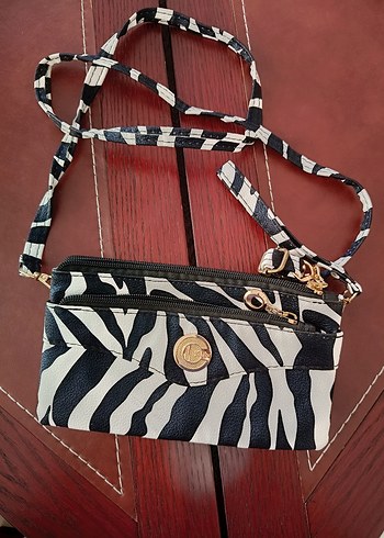 Zebra Desenli Fermuarlı Kadın Çanta
