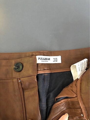 32 Beden pull&bear kahverengi deri pantolon