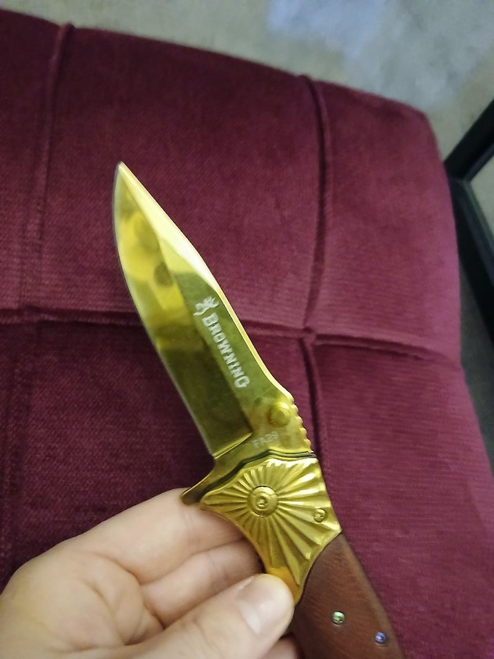 brownıng Altın Renkli Katlanabilir Cep Bıçağı - Görsel 3