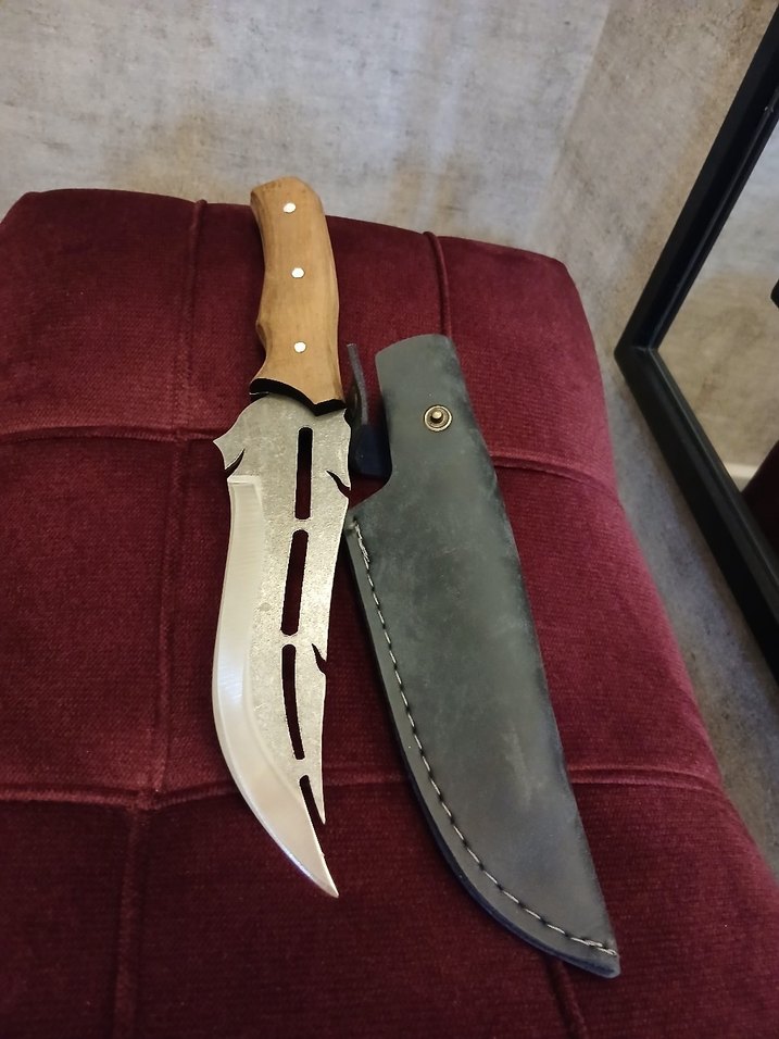 Bordo Kılıflı Ahşap Saplı Mutfak Bıçağı - Görsel 2