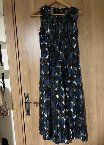 Max Mara Bohem Mavi Cicekli Uzun Elbise