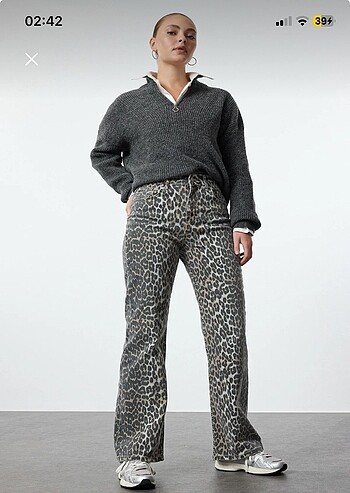 Leopar desenli pantolon