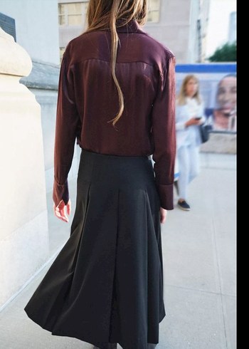 Bordo saten gömlek - Görsel 2