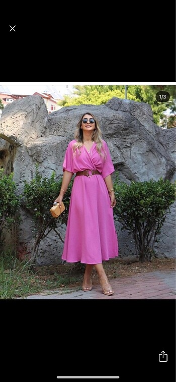 Pembe yazlık elbise keten