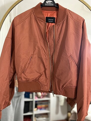l Beden turuncu Renk Bomber Ceket