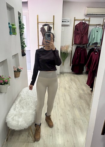 Bej renk Çelik korse Kadın Tayt - Görsel 2