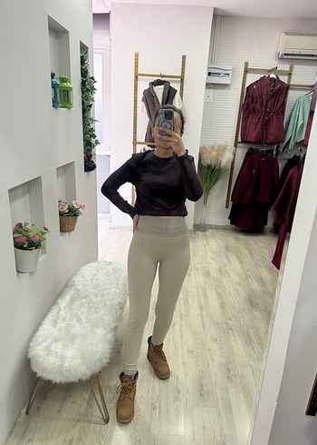 Bej renk Çelik korse Kadın Tayt - Görsel 5