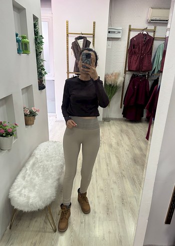 Bej renk Çelik korse Kadın Tayt - Görsel 4