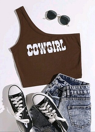 Cowgirl baskılı top