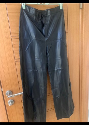 Milla Siyah Deri Kadın Boyfriend Pantolon - Görsel 2