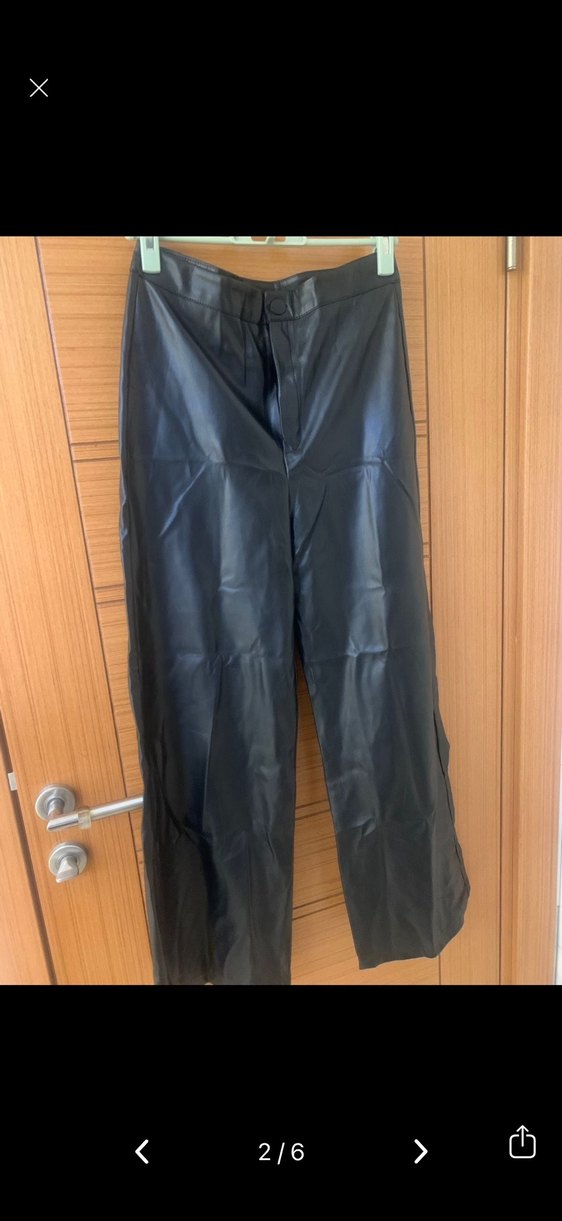 Milla Siyah Deri Kadın Boyfriend Pantolon - Görsel 2