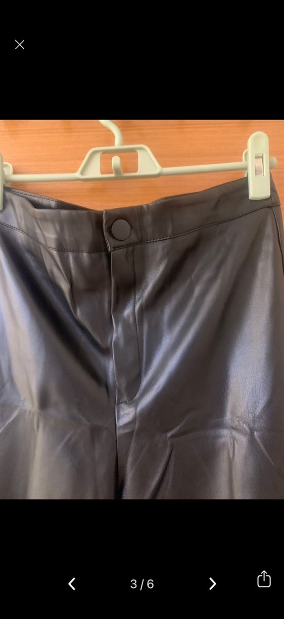 Milla Siyah Deri Kadın Boyfriend Pantolon - Görsel 3