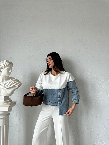 m Beden kot detayli sweatshirt