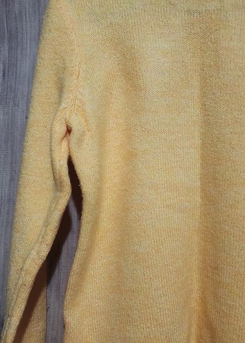 Sarı Nakışlı Triko Kadın Kazak - Görsel 5