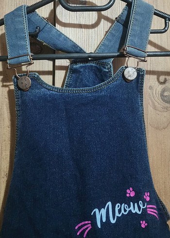 Kız Çocuk Mavi Kot Tulum - Görsel 6