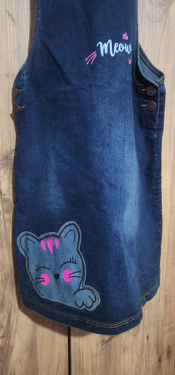 Kız Çocuk Mavi Kot Tulum - Görsel 2