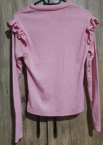 Kız Çocuk Uzun Kollu Fırfırlı Pembe Tişört ve sweet - Görsel 7