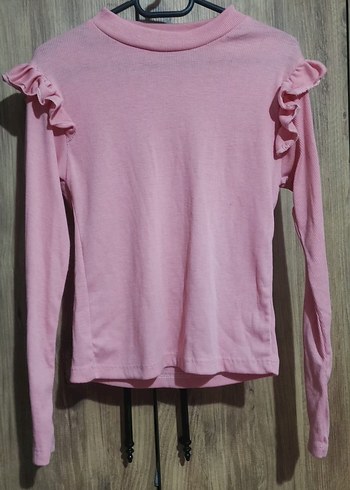 Kız Çocuk Uzun Kollu Fırfırlı Pembe Tişört ve sweet - Görsel 6