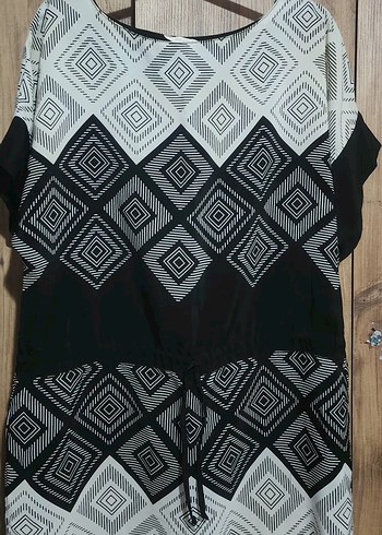 Bohem Gri Kısa Kollu Midi tunik - Görsel 2