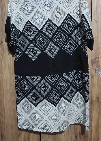 Bohem Gri Kısa Kollu Midi tunik - Görsel 4