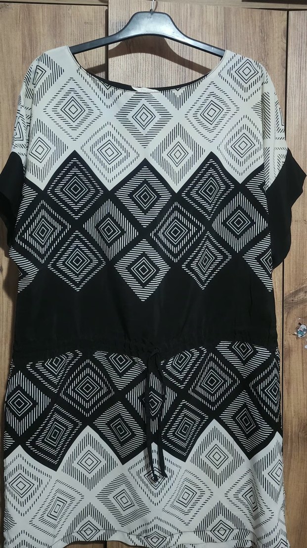 Bohem Gri Kısa Kollu Midi tunik - Görsel 2