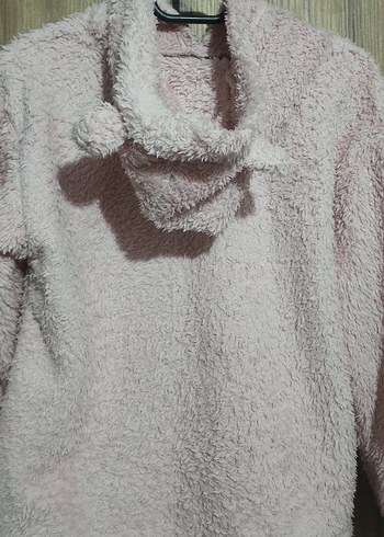 Kız Çocuk Pembe Peluş Sweatshirt - Görsel 5