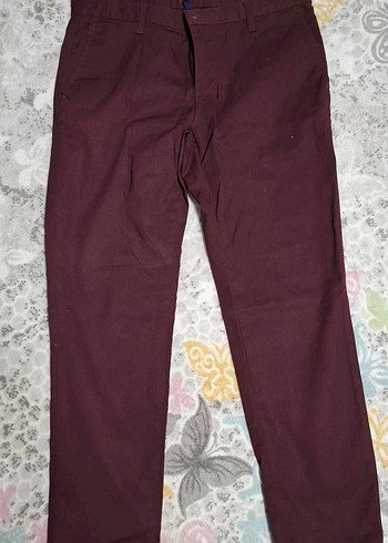 Diğer Bordo Duz Kesim Pantolon