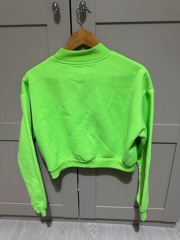 Addax Neon yeşil crop sweatshirt