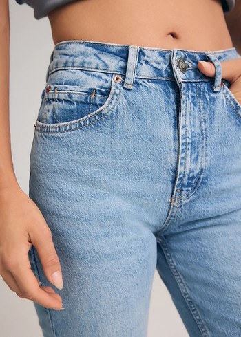 Stradivarius D98yuksek Bel Acik Mavi Denim Jean