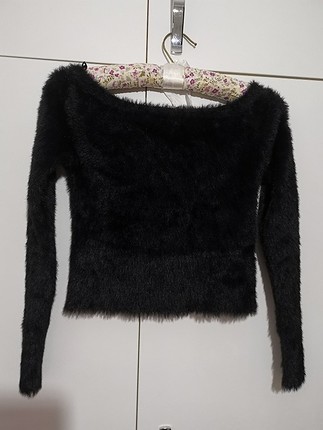 crop tüylü bluz