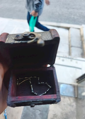 Vintage Ahsap Hazine Sandigi Ve 925 Ayar Bileklik