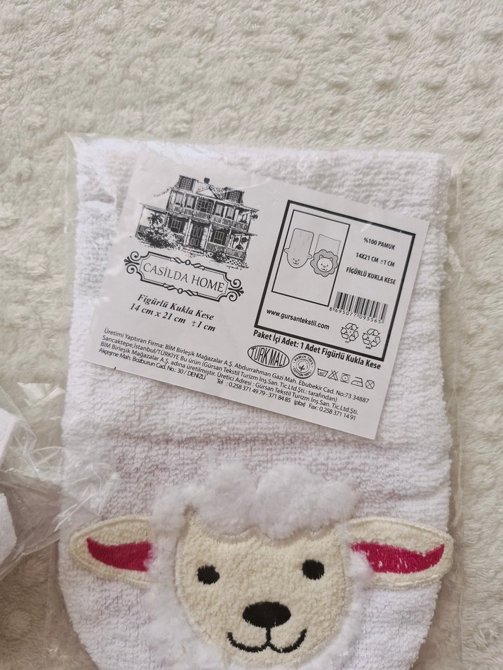 Kız Çocuk Beyaz Desenli Bornoz ve Eldiven Seti - Görsel 3