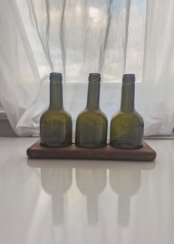 Ahşap Tepsili 3'lü Şişe Mumluk Seti - Görsel 2