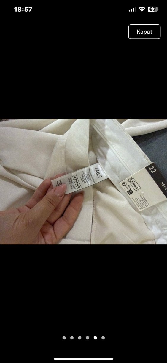 Ekru Yüksek Bel Düz Kesim Pantolon — görsel 3/6