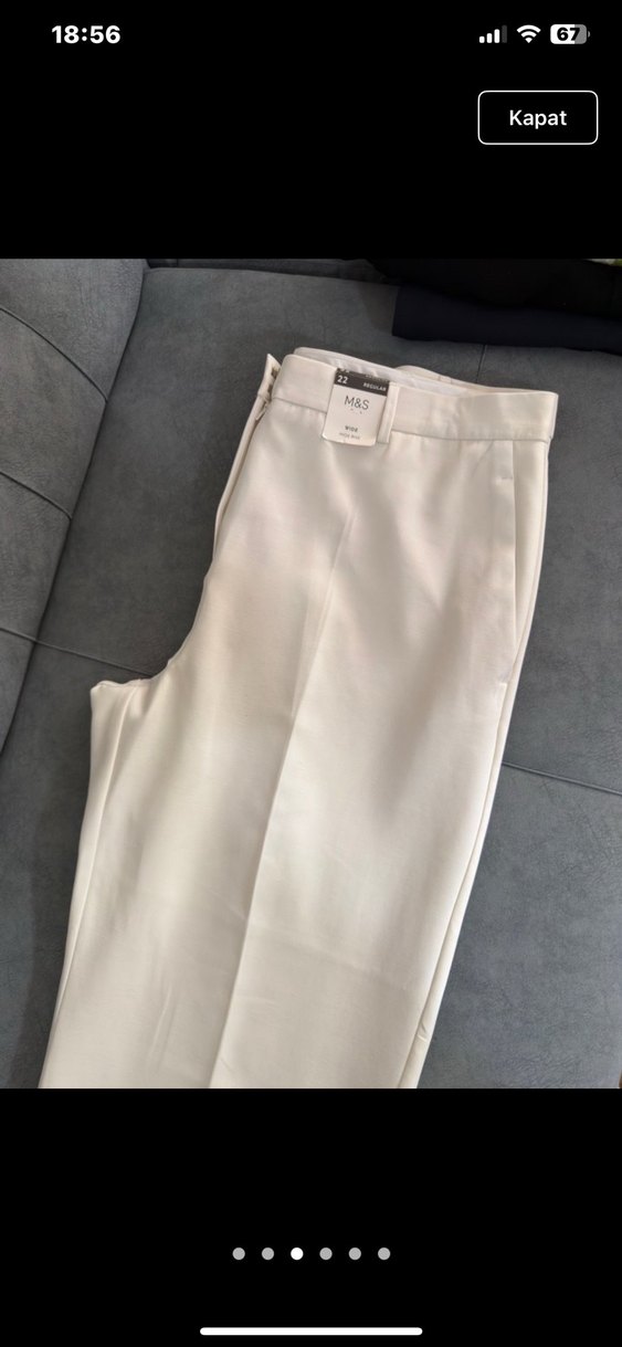 Ekru Yüksek Bel Düz Kesim Pantolon — görsel 2/6