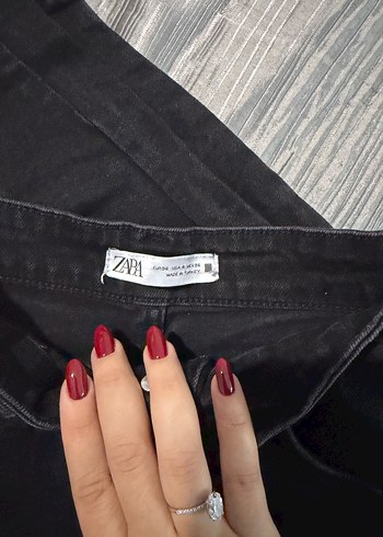 Zara Siyah Yuksek Bel Jean Pantolon