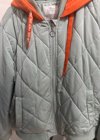 Turkuaz Kapüşonlu Kadın Streetwear Mont - Görsel 2