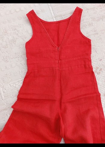 Zara Kırmızı Süet Kadın Uzun Tulum