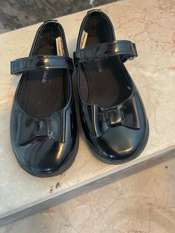 Kız Çocuk Siyah Rugan Babet Ayakkabı - Görsel 4