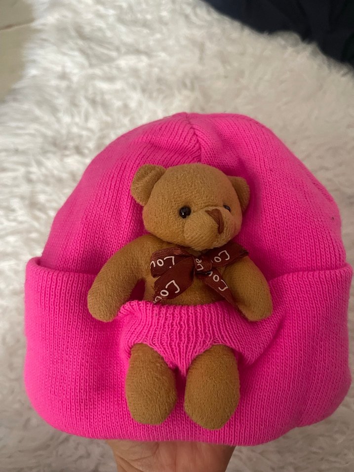 Nakışlı Ayıcık Detaylı Pembe Çocuk Bere - Görsel 2