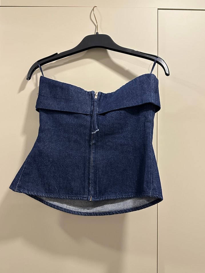 Zara Koyu Lacivert Straplez Top — görsel 6/6