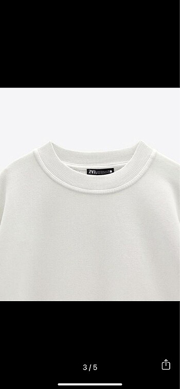 m Beden Zara Kadin Beyaz Sweatshirt